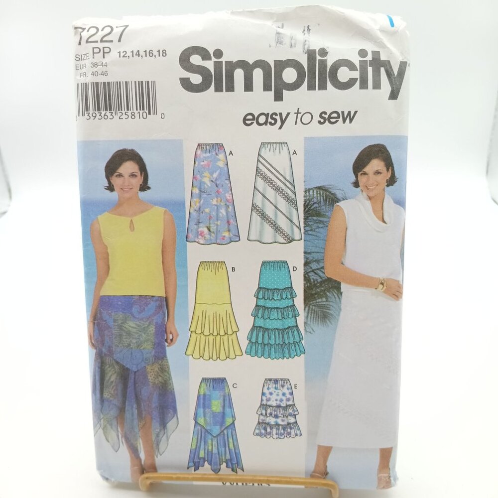 Simplicity Easy To Sew Skirt Patterns 7227 For Misses Sizes 12-18 Vintage Sewing